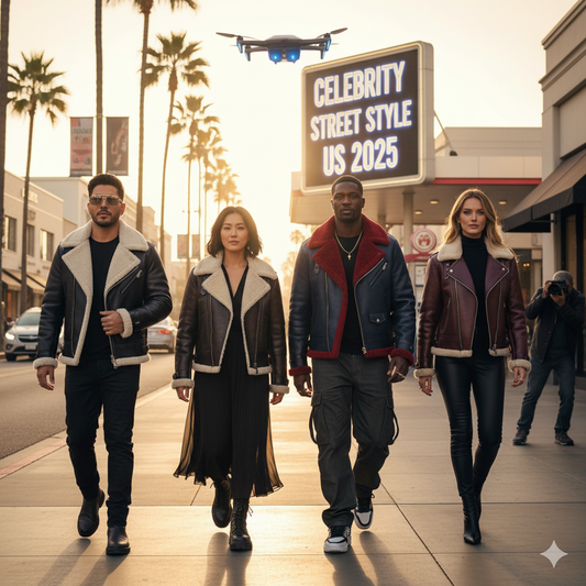 Celebrity Street Style: Leather Aviator Jackets US 2025