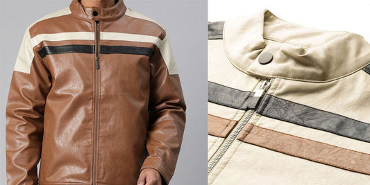 Fast Fashion with a Cream Striped Leather Jacket