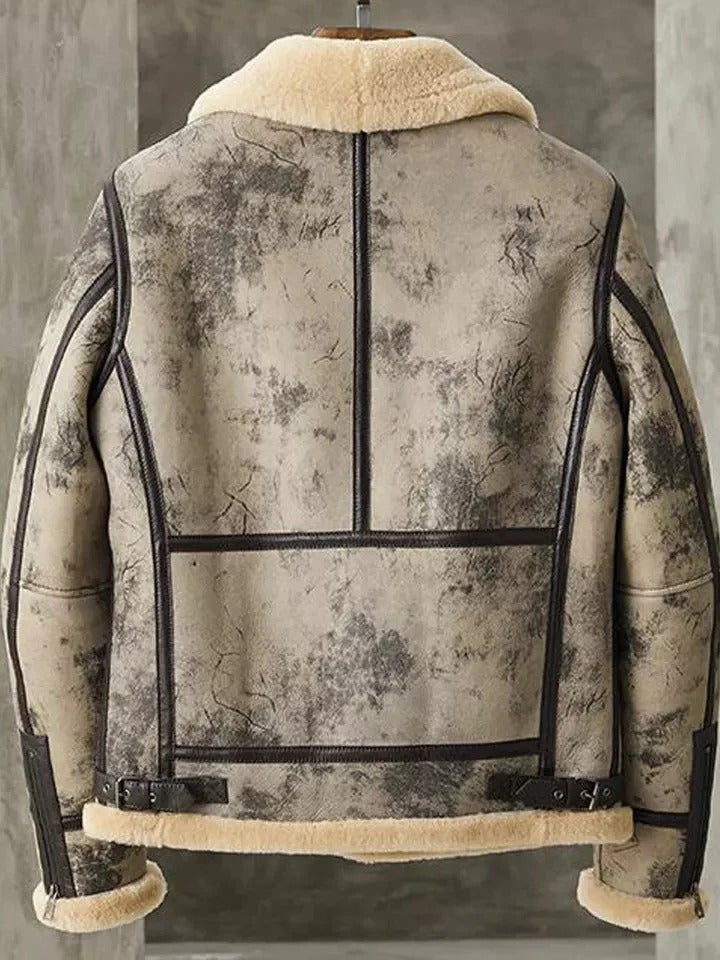 Men's Fur B3 Flight Aviator Shearling Bomber Jacket - Premium 2023