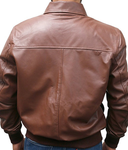 Majestic Men’s Brown U.S.A.F A-2 Leather Flight Bomber Jacket