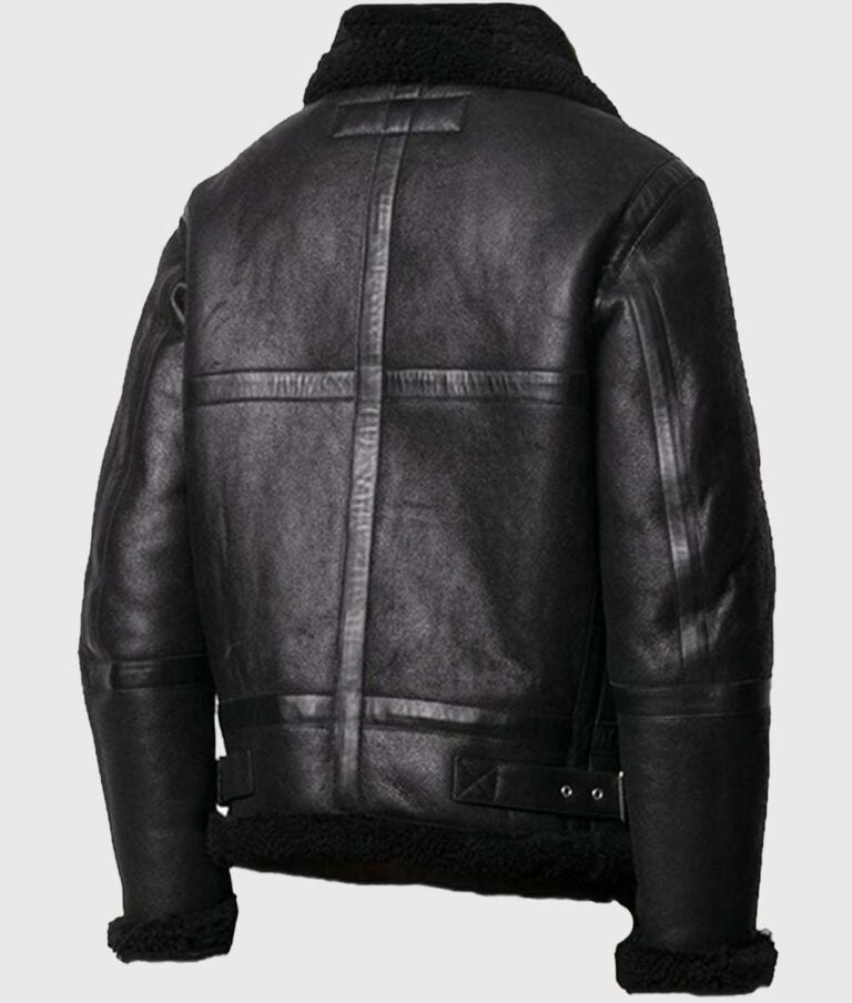 Ash B-3 Black Shearling Aviator Leather Jacket for Men