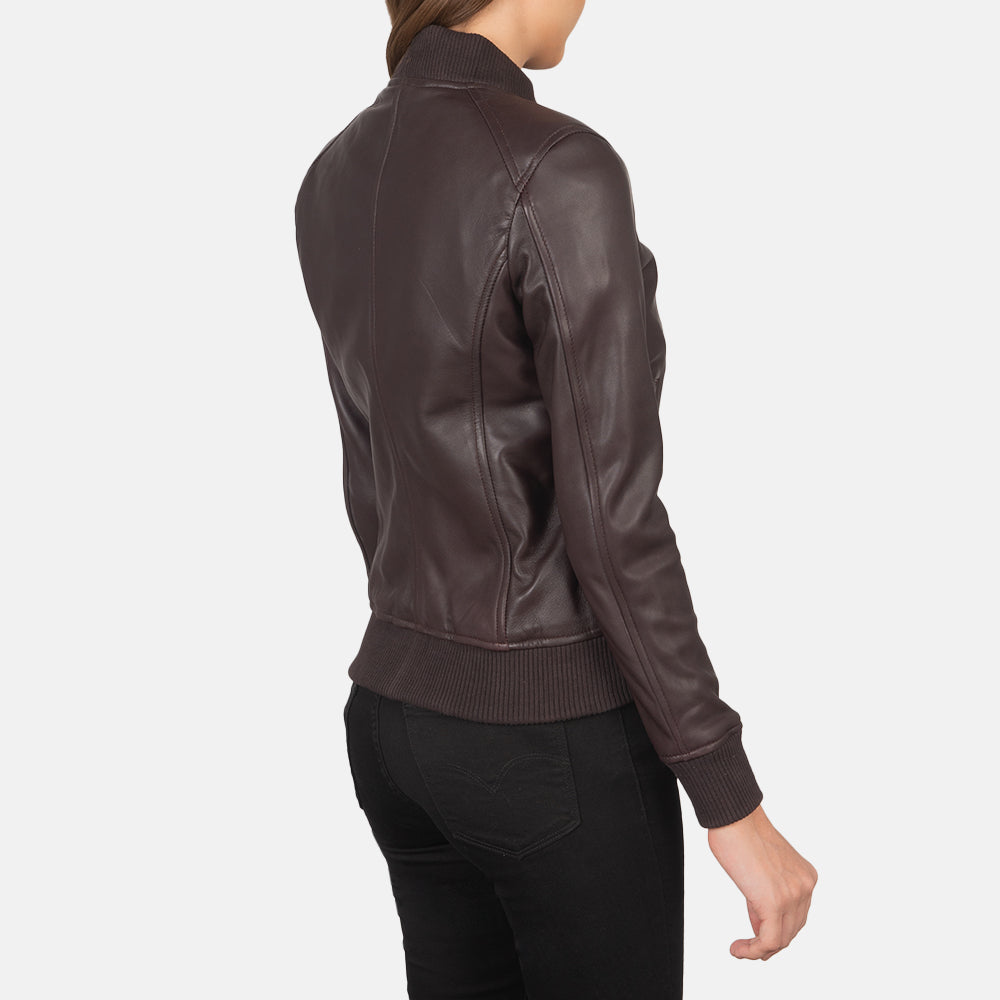 Bliss Brown Leather Bomber Jacket - Stylish Outerwear