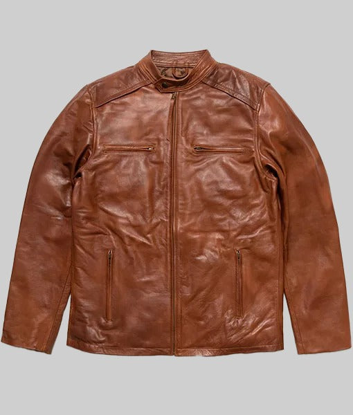 Booker Men’s Brown Real Leather Moto Biker Jacket
