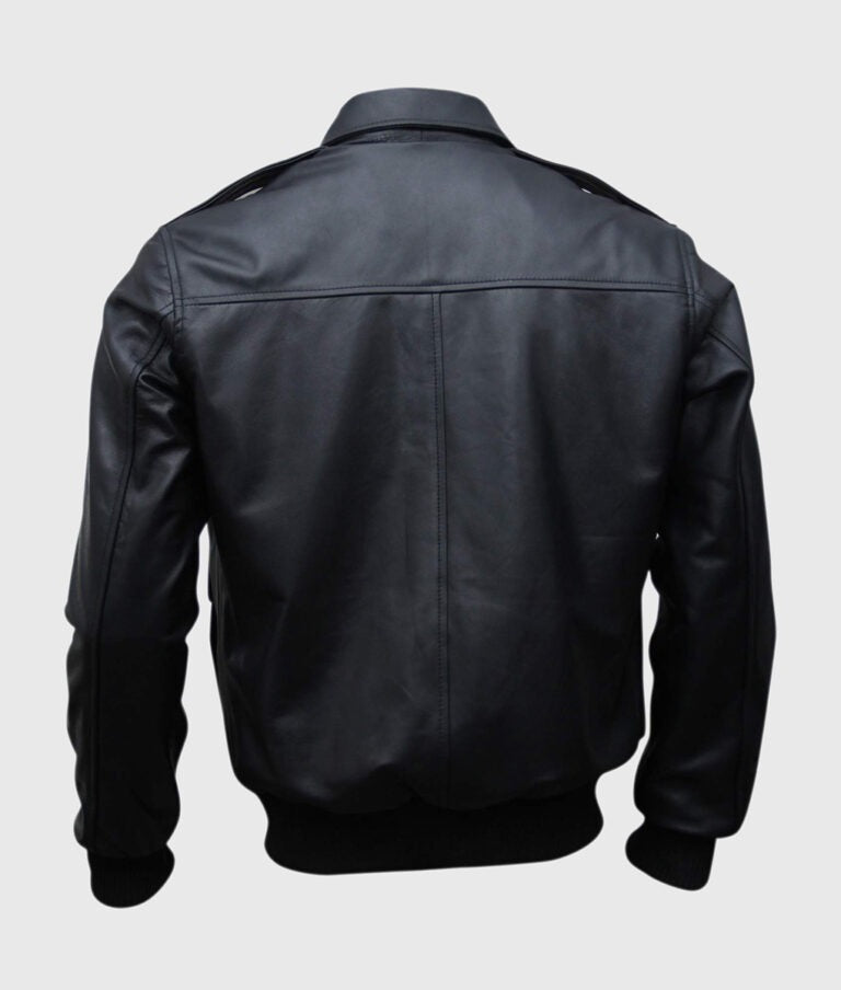 Brian Men's Black A-2 Flight Bomber Leather Jacket