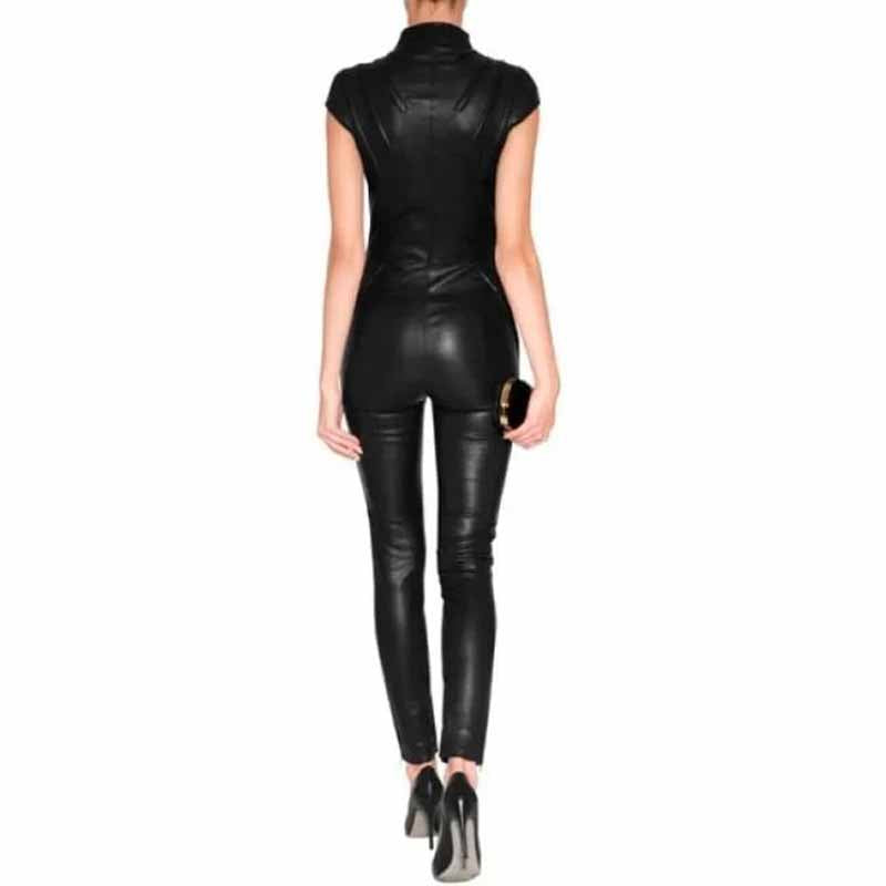 Buy Womens Bodycon Black Leather Jumpsuit Glory Store US