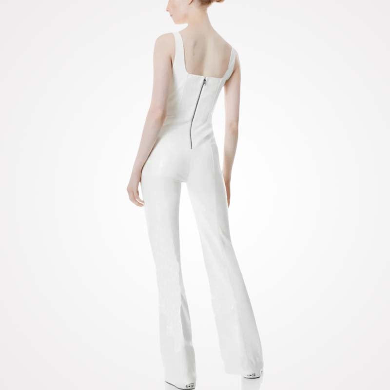 Buy Womens Classy Leather Jumpsuit In White Glory Store US