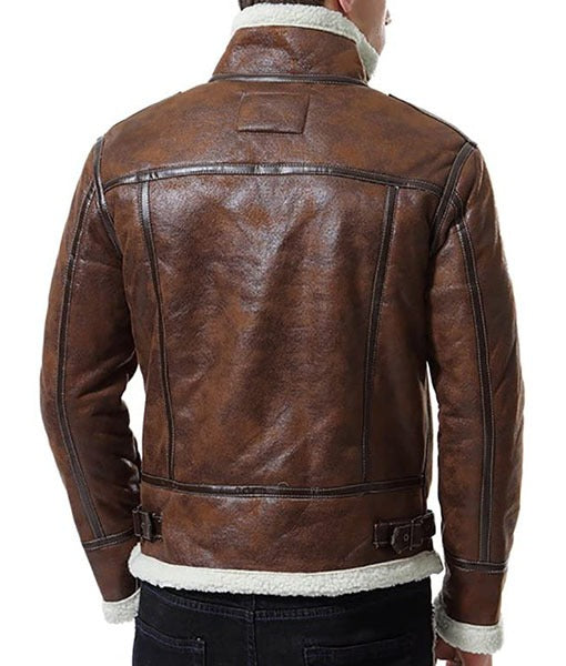 Christian Men’s Brown Shearling Leather Aviator Jacket