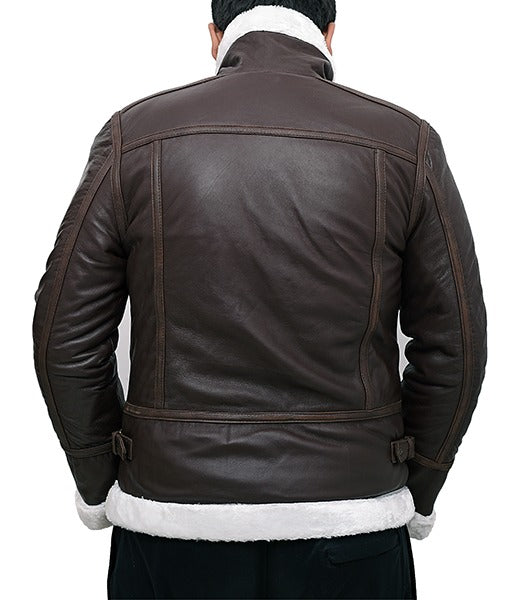 Men’s Classic Brown Shearling Leather Aviator Jacket