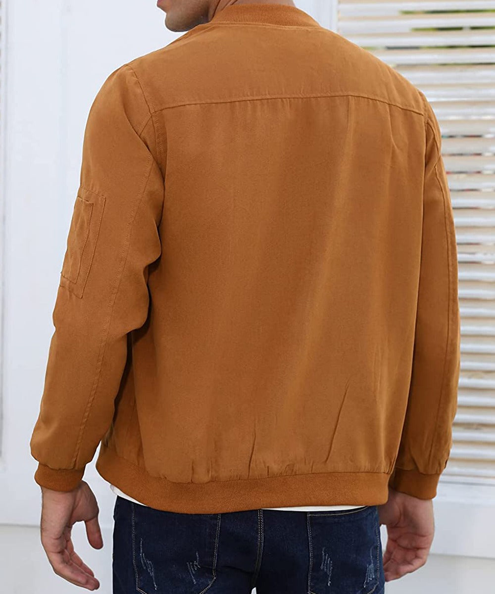 Eliam Men’s Brown Suede Modern Flight Bomber Jacket