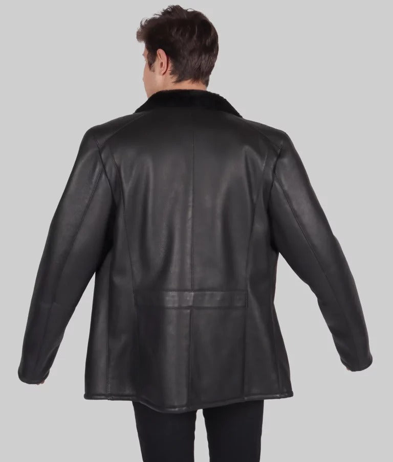 Frig Men's Black Aviator Bomber Leather Jacket