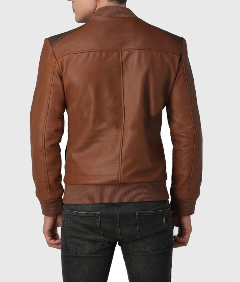 George Men’s Brown Classic Leather Bomber Jacket