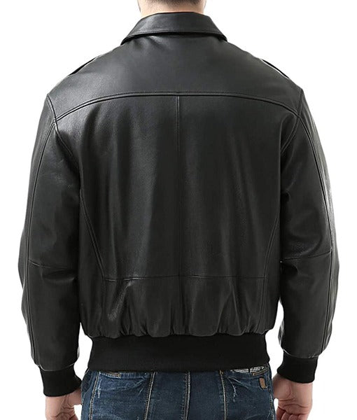 Jack Gladney Men’s Black A2 Leather Flight Bomber Jacket