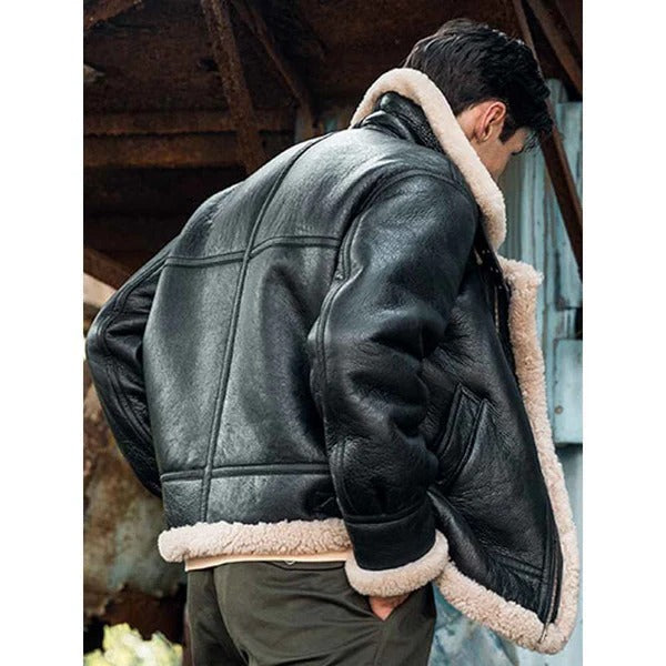 Men’s B3 Bomber RAF Aviator Shearling Leather Motorcycle Jacket