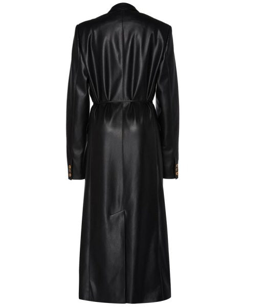 Liora Women’s Long Black Genuine Leather Trench Coat