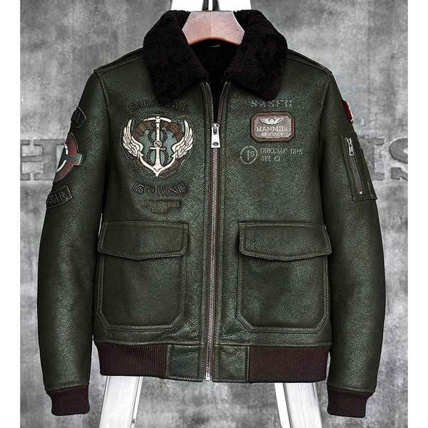Men’s Aviator B3 RAF Shearling Sheepskin Pilot Leather Jacket