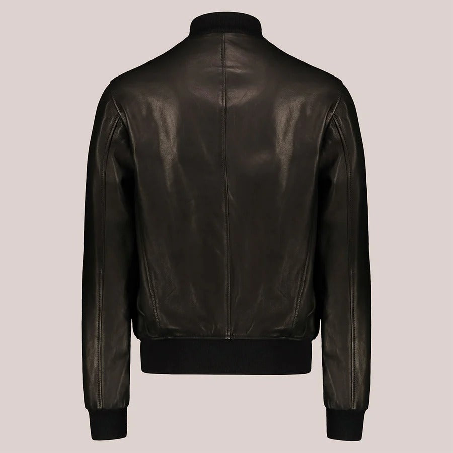 Men's Vintage Black A-1 Flight Leather Bomber Jacket
