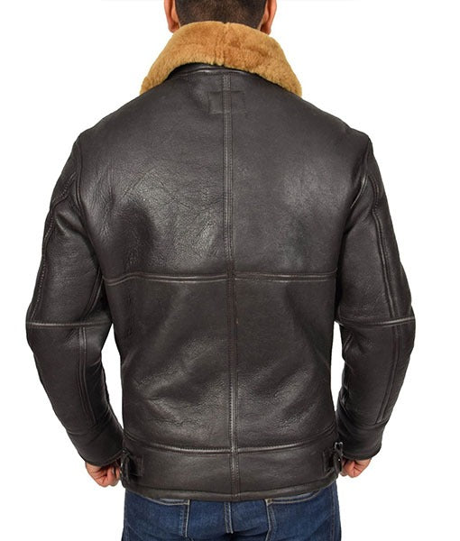 Men’s Bamboo Brown B3 Shearling Leather Bomber Jacket