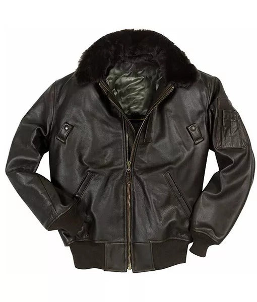 Men’s B-15 Brown Leather Flight Bomber Jacket