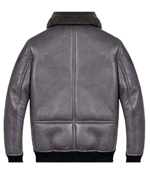 Men’s B2 Grey Shearling Aviator Leather Bomber Jacket