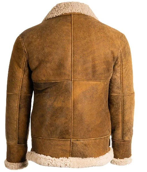 Men’s B3 Brown Shearling Aviator Leather Bomber Jacket
