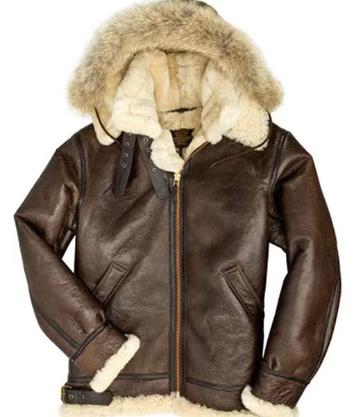 Men’s Classic B3 Shearling Leather Aviator Bomber Jacket