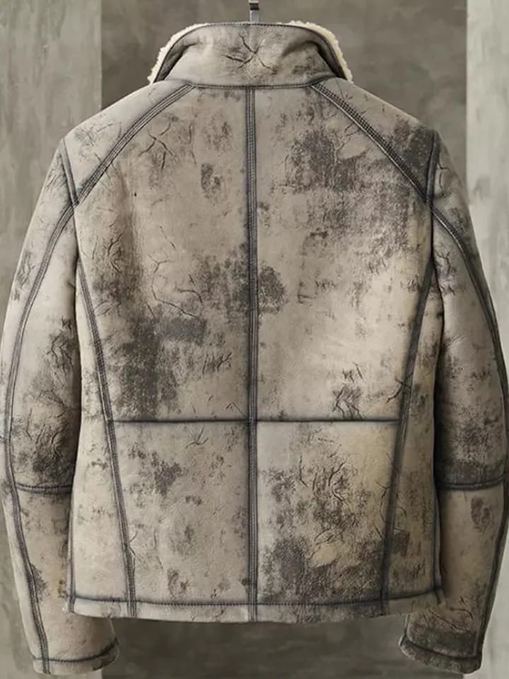 Men's Aviator B3 Flight Shearling Bomber Jacket Back View