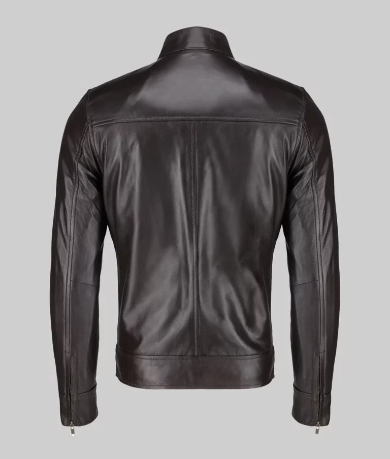 Nero Men’s Brown Café Racer Leather Jacket