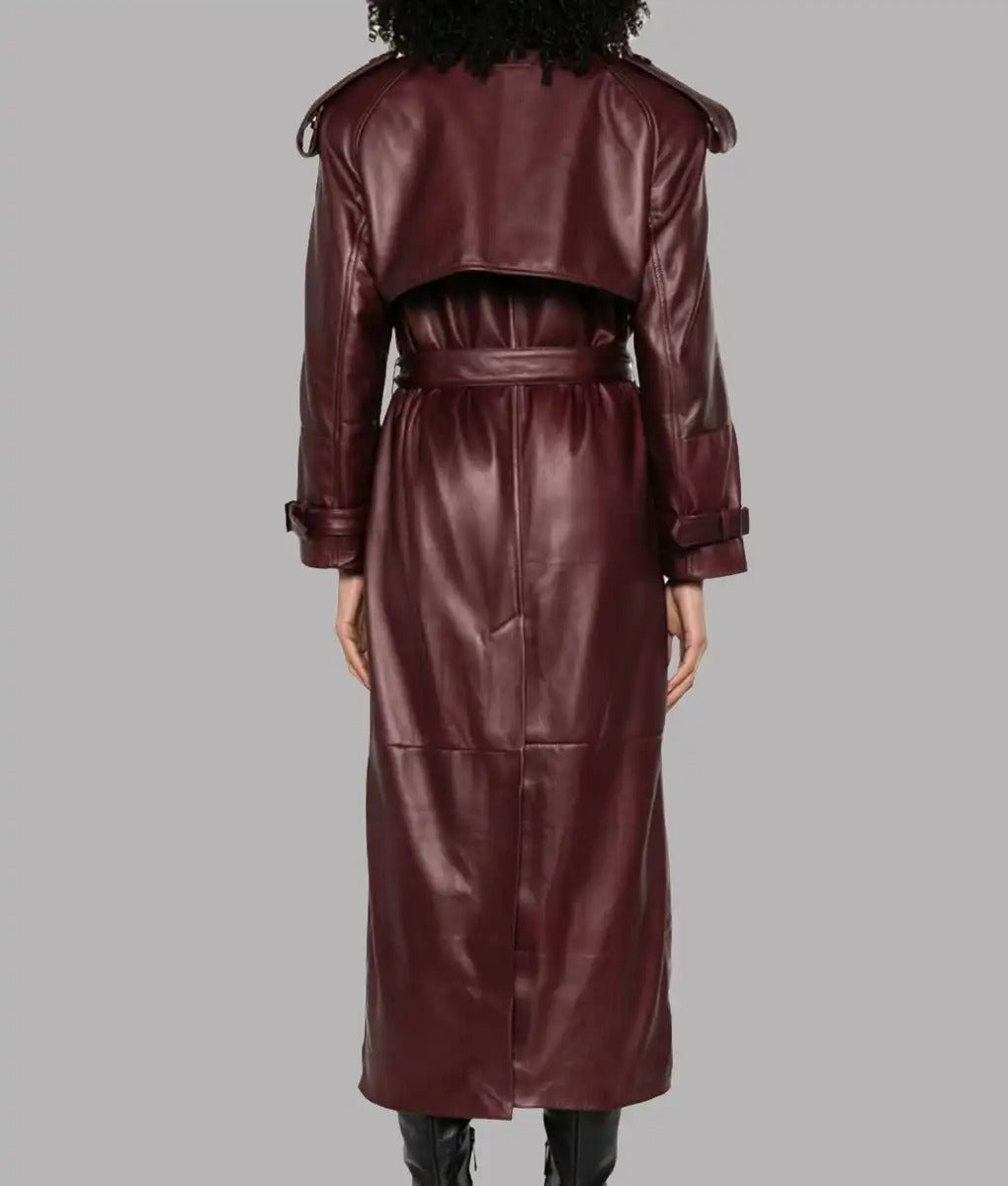 Ricci Women’s Long Brown Genuine Leather Duster Coat