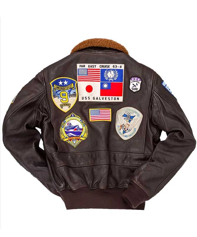 Top Gun Maverick Leather Bomber Jacket with Fur Collar