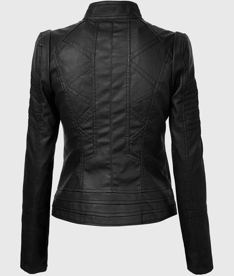 Women’s Black Classic Leather Biker Jacket