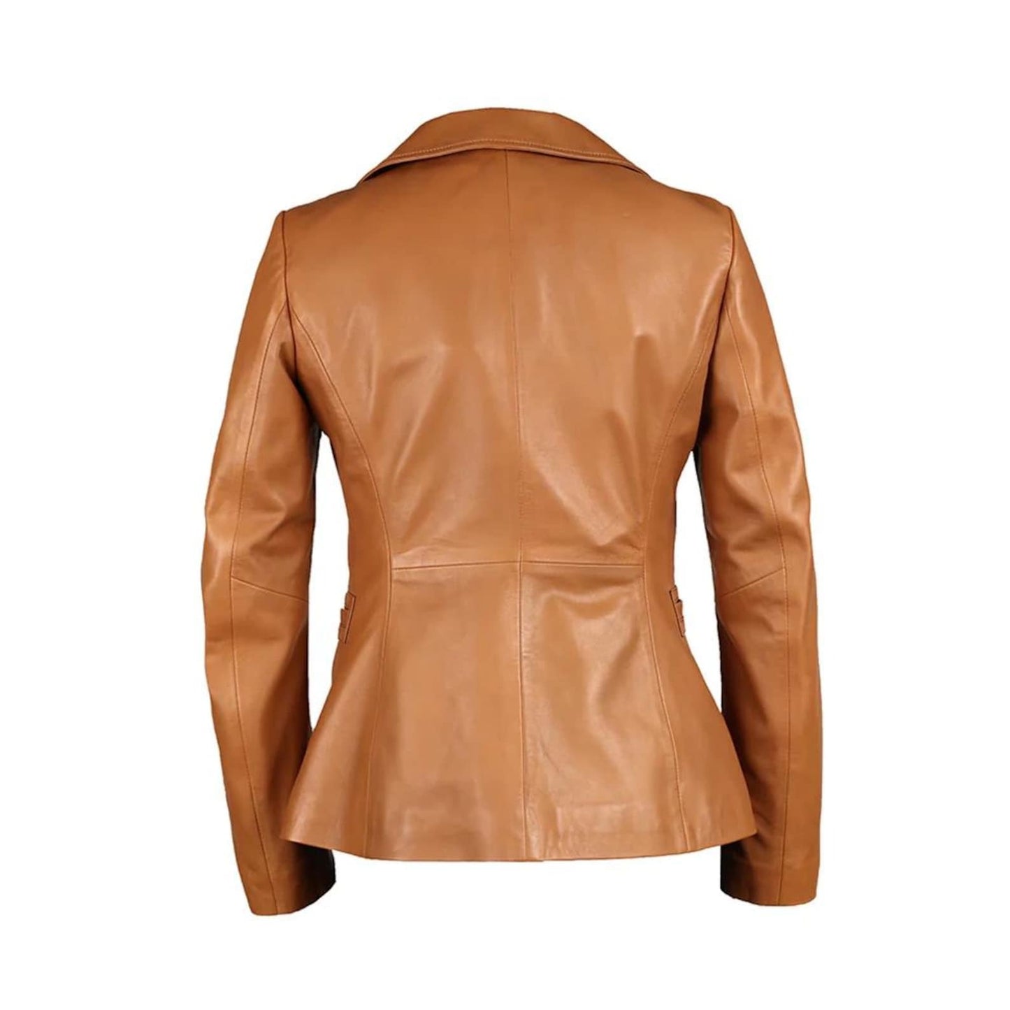 Women’s Genuine Sheepskin Leather Blazer – Tailored Camel Coat with Classic Elegance
