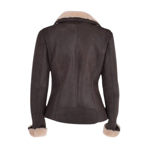 Women’s Trendy Aviator Shearling Bomber Jacket – Modern B3 Style with Cozy Edge
