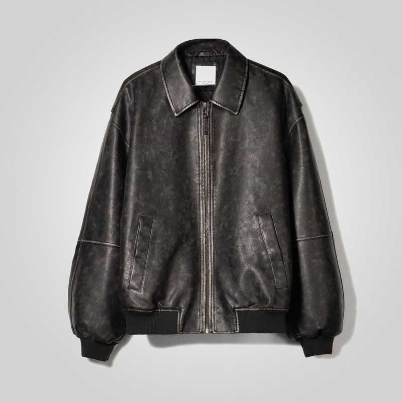 A2 Black Distressed Leather Bomber Jacket | WWII Aviator Style