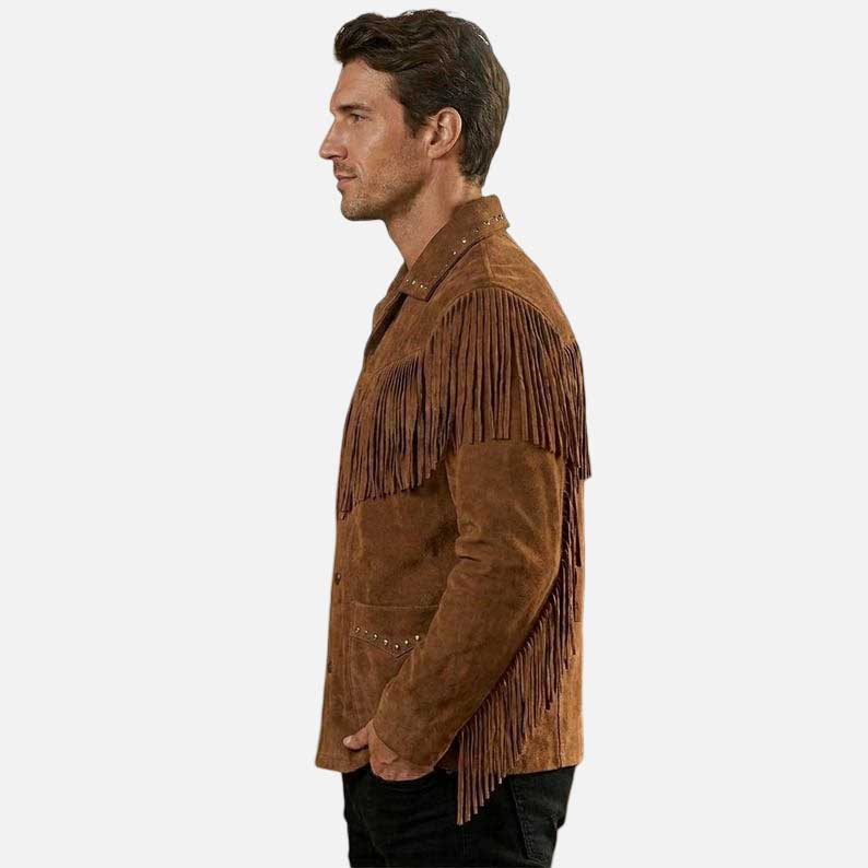 Affordable brown suede fringe jacket buy now for authentic western fashion and rodeo wear