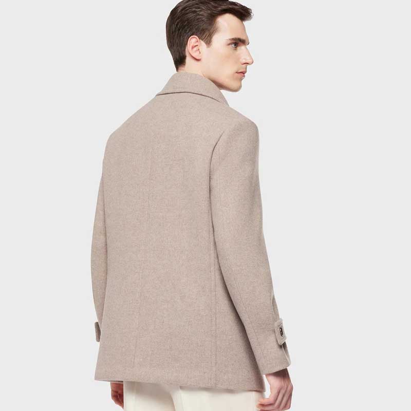 Beige Wool Blend Royal Navy Peacoat