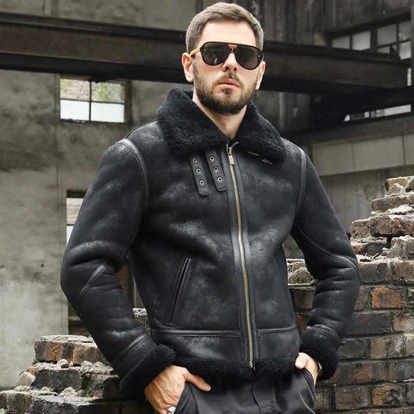 Men’s B3 Bomber Shearling Sheepskin Leather Aviator Jacket