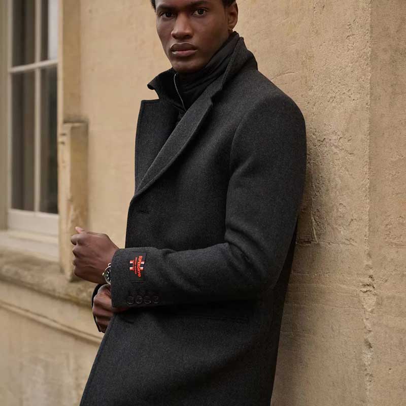 Black Royal Pea Coat with Puffer Jacket