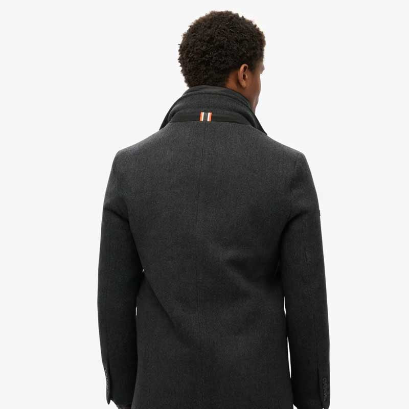 Black Royal Pea Coat with Puffer Jacket