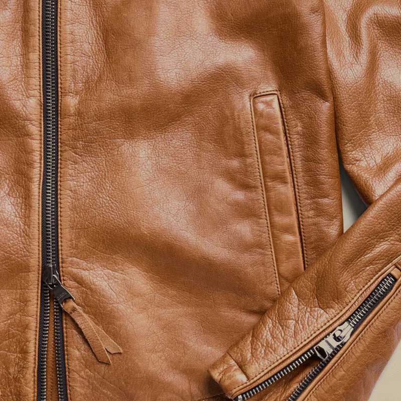 Brown Cafe Racer Leather Moto Jacket