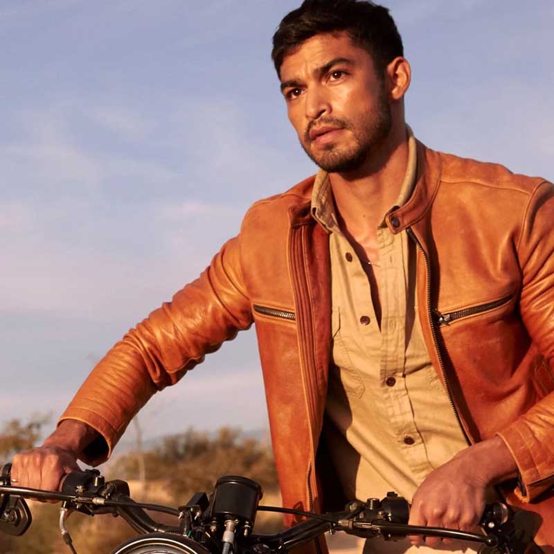 Brown Cafe Racer Leather Moto Jacket