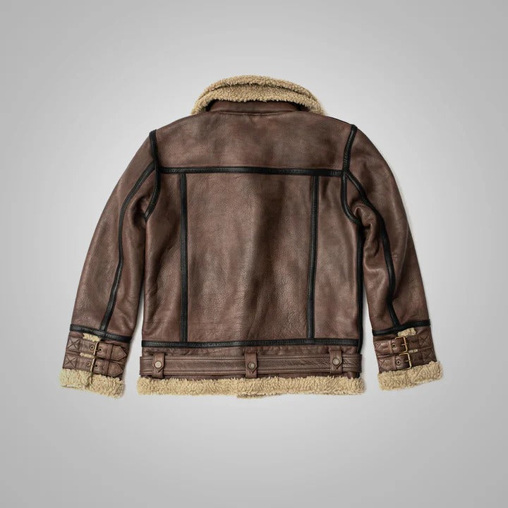 Brown Sheepskin Sherpa Jacket for Men