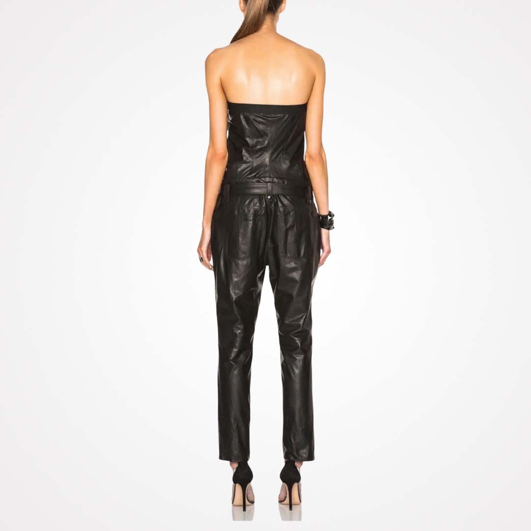 buy best womens strapless black leather jumpsuit glory store us