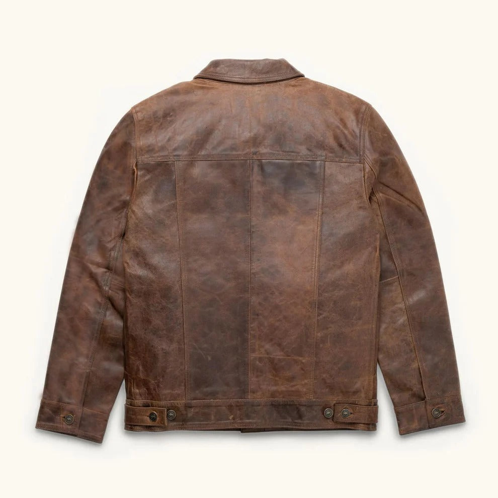 Distressed Vintage Brown Leather Jacket