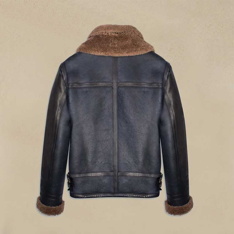 Double Collar Sheepskin Leather Aviator B3 Bomber Jacket