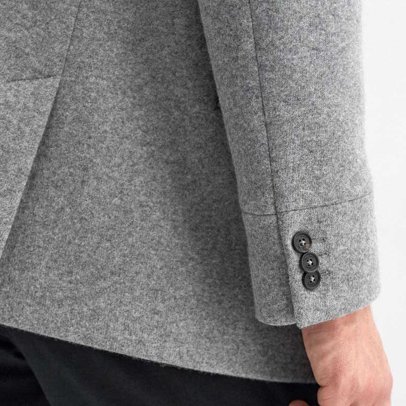Grey Double Breasted Wool Navy Peacoat for Men