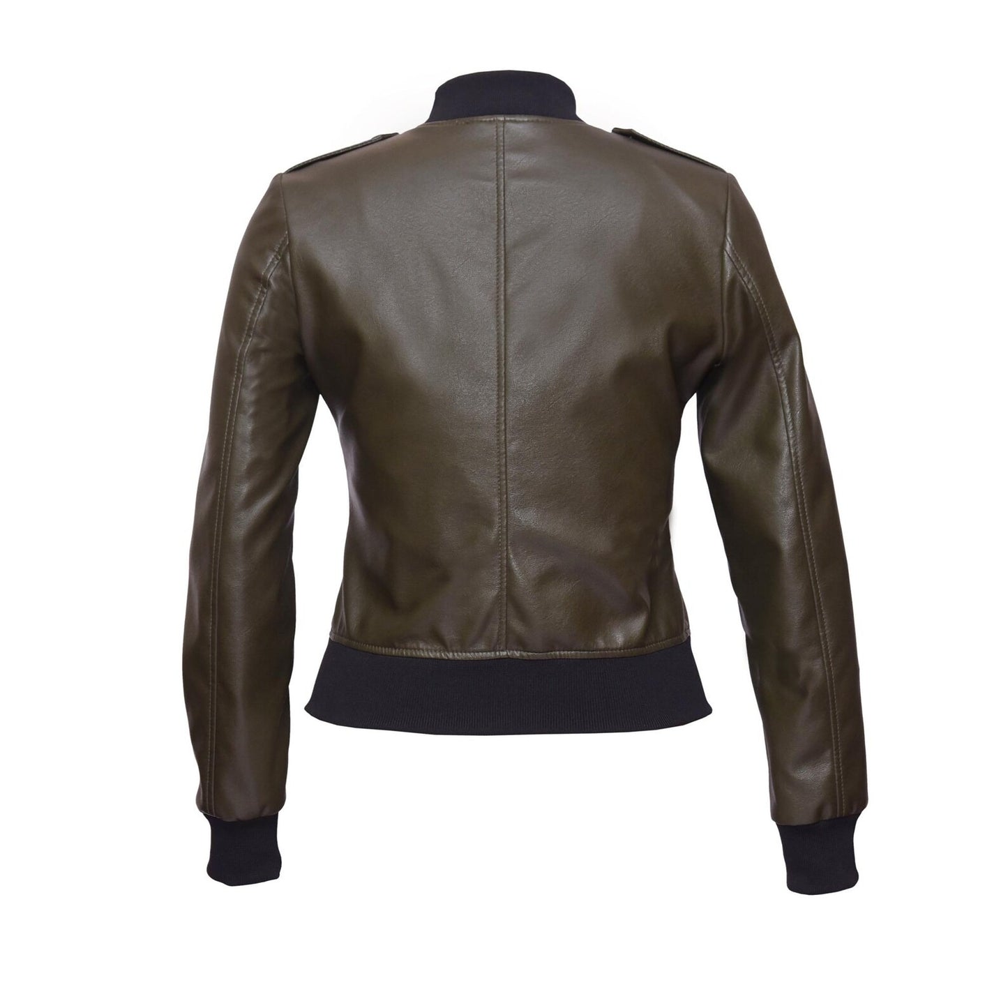 Women’s Olive Lambskin Leather Bomber Jacket – Handmade Biker Style Outerwear
