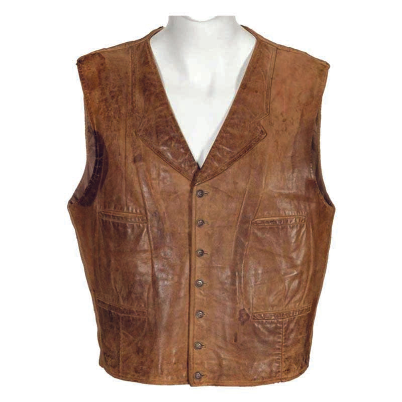John Wayne The Cowboys Distressed Brown Leather Vest