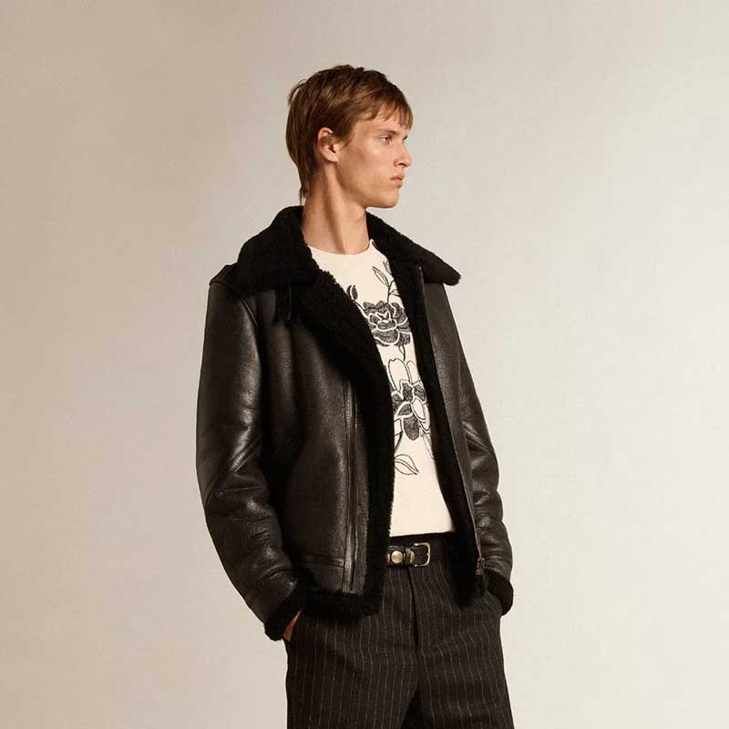 Men’s B3 Shearling Leather Bomber Flight Jacket