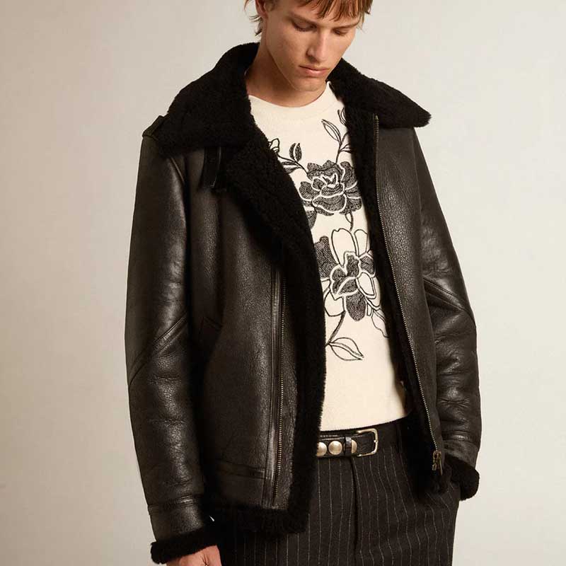 Men’s B3 Shearling Leather Bomber Flight Jacket