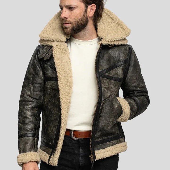 Men’s Sheepskin Leather Sherpa Jacket